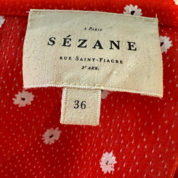 Sézane size 36/us 4 Red with flowers beautiful blouse - Picture 6 of 7
